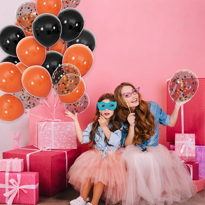 68Pcs Black and Orange Balloons, 12 inch Orange Black Latex Balloon Set - Image 7