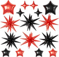 Red Black Star Balloons, 22/18/10 Inch Foil Balloons, Explosion Conee by Sowide