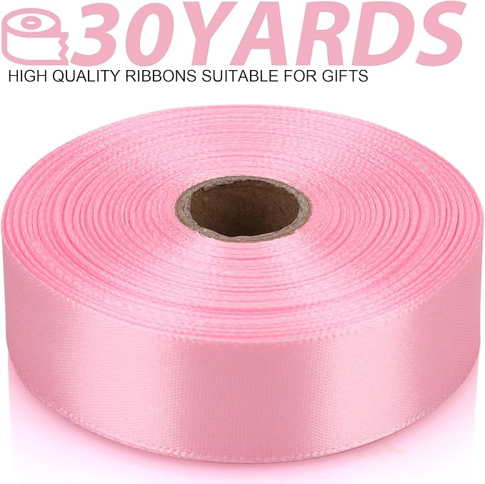7/8 Inch 30 Yards Light Pink Satin Craft Ribbon-Single Face Polyester Ribbon - Image 2