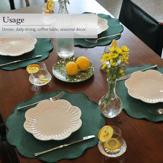 AHHFSMEI Round Faux Linen Placemats Set of 6 Heat Resistant Non-Slip Stain - Image 4
