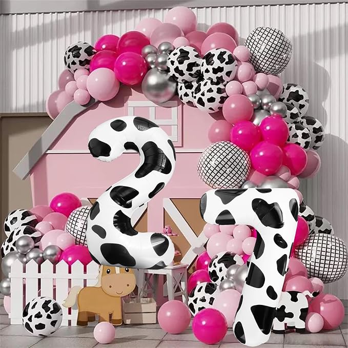 Cow Print Balloons 40 Inch Cow Print Number 2 Balloon Big Number 2 Balloon Moo - Image 3
