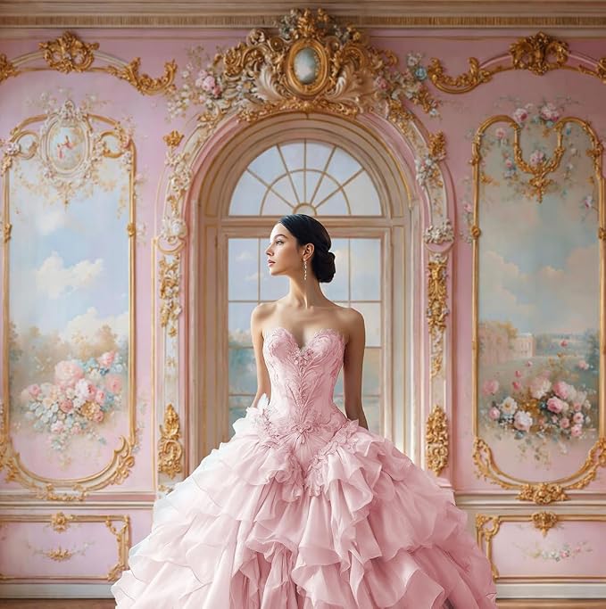 Kate 7x5ft Luxury European Style Castles Arch Photography Backdrops Pink Wall - Image 3