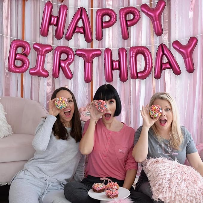 TONIFUL Wine Red Happy Birthday Balloons Banner Decorations - Image 4