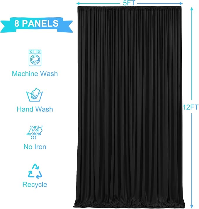 8 Panels Black Backdrop Curtains - Image 6
