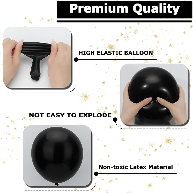 164Pcs Black Balloons Garland Arch Kit Different Sizes | 18 12 10 5 inch Matte - Image 5