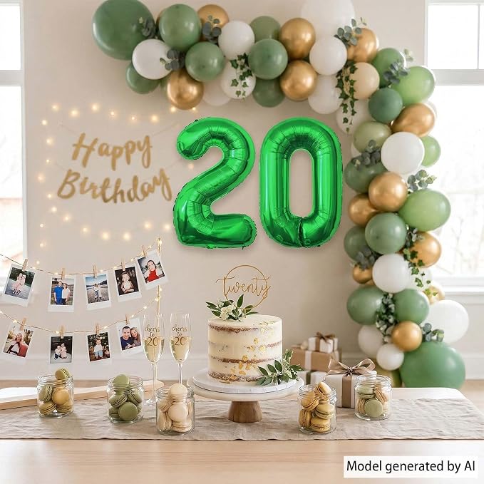 Green Number 20 Balloon 40 Inch, Shiny Foil Duo - Image 7