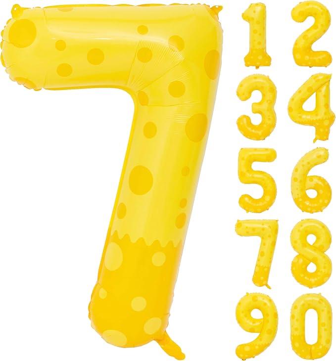 40in Yellow Polka Dot Number 7 Helium Foil Polyester Film Balloon Digital 7 | by Exquisitehighqualitypartydecorationstomeetyoureveryneed%EF%BC%81