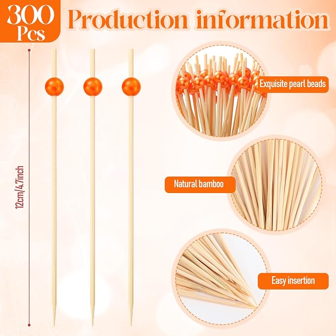Reallnaive 300 Pcs Cocktail Pick Pearl Fancy Toothpick - Image 2