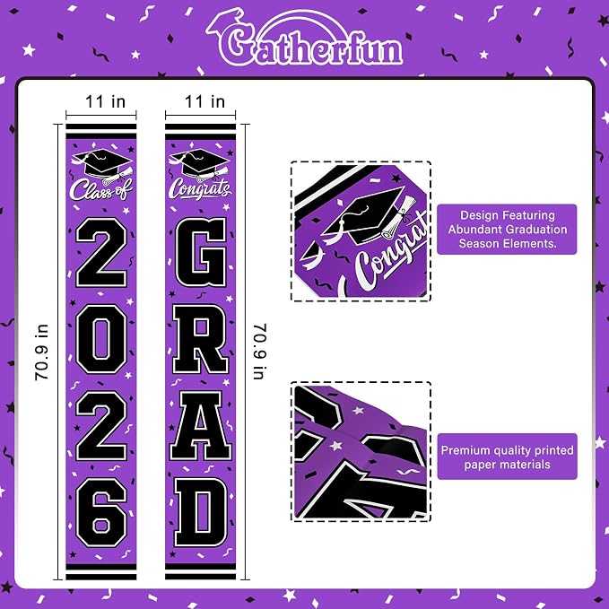 2026 Graduation Decorations, Congrats Grad Banner Backdrop - Image 2