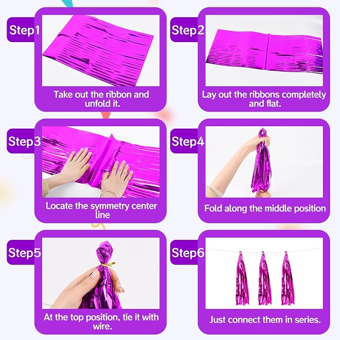 2 Pack Purple Metallic Tassel Garland - Image 4