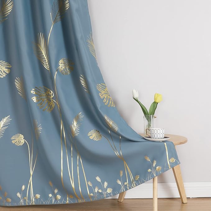 Stone Blue Blackout Curtains for Living Room 90 Inch Length 2 Panels Set - Image 7