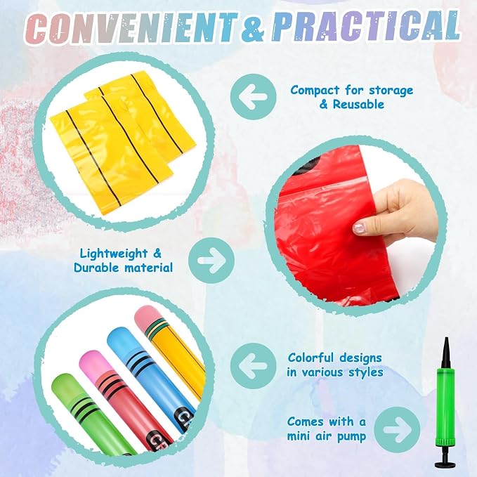 SAYAYA 8 Pcs Large Inflatable Pencil Balloons Set Jumbo Inflatable Crayons - Image 4
