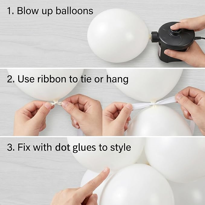 50pcs 12 Inch Helium Matte White Latex Balloons | Premium Quality White Balloons - Image 3