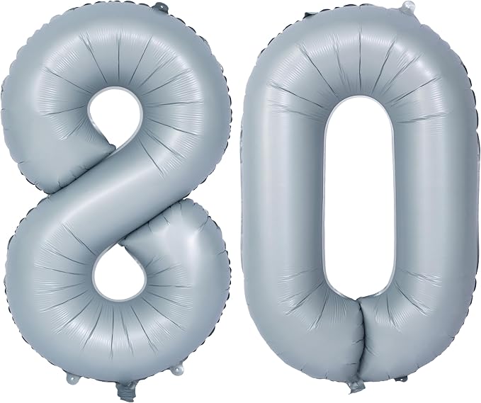 40 In Matte gray Number Balloon Helium Foil Mylar Birthday Balloon Digit 80 | by Exquisitehighqualitypartydecorationstomeetyoureveryneed%EF%BC%81