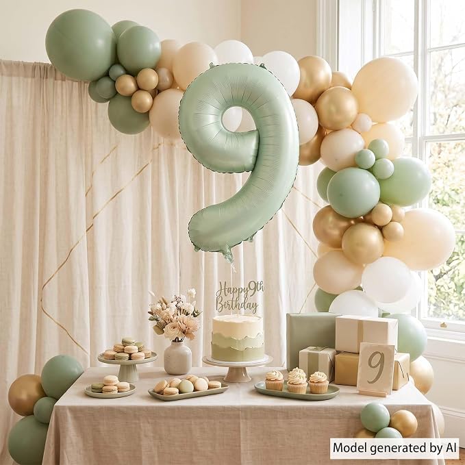 Olive Green Number 9 Balloon 40 Inch, Photo Prop - Image 7