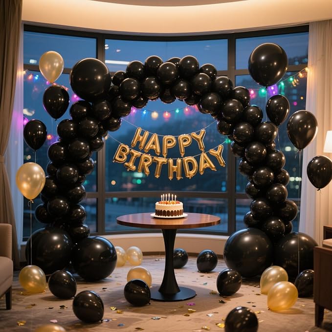 Black Balloons Party Decorations 10 Pack 36 inch Round Halloween Latex Balloons - Image 8
