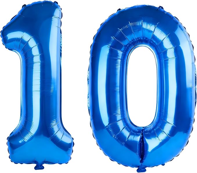 40 Inch Number 10 Balloons for 10th Birthday Party Decorations, 0-100 Dark Blue by FOBELEC