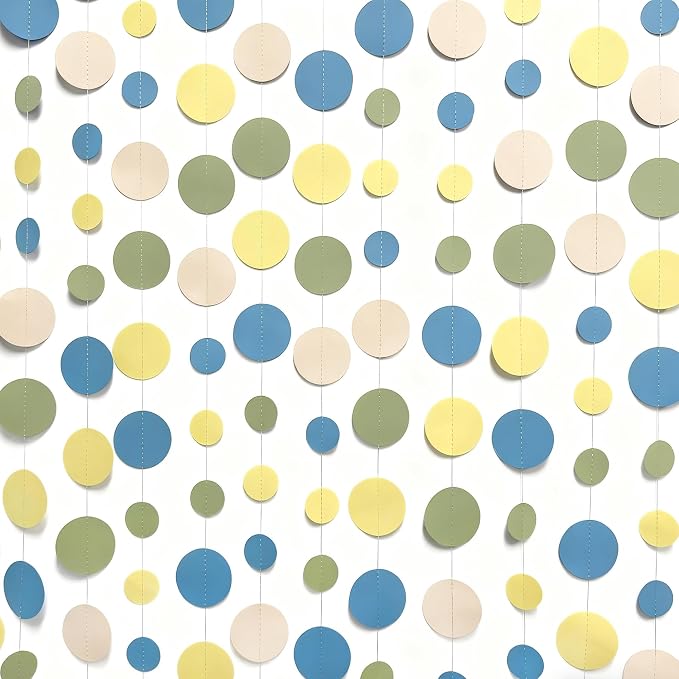 Sage Green Dusty Blue Yellow Beige Polka Dots Garlands Olive Green Macaron - Image 5