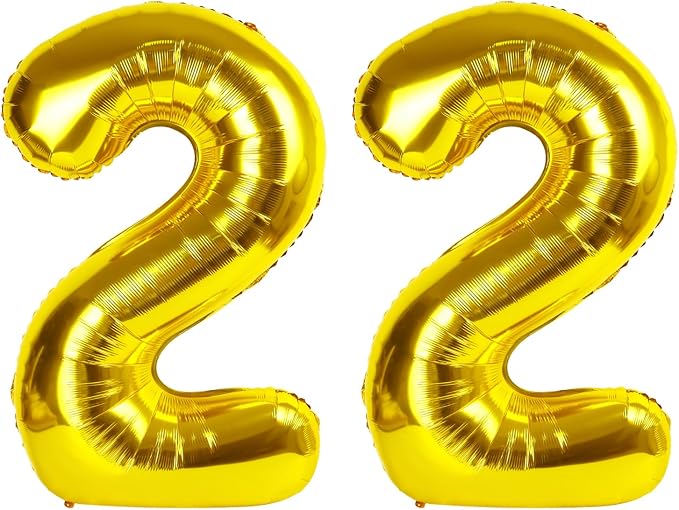 Number Balloons 22 Balloon Gold by Enyeopd