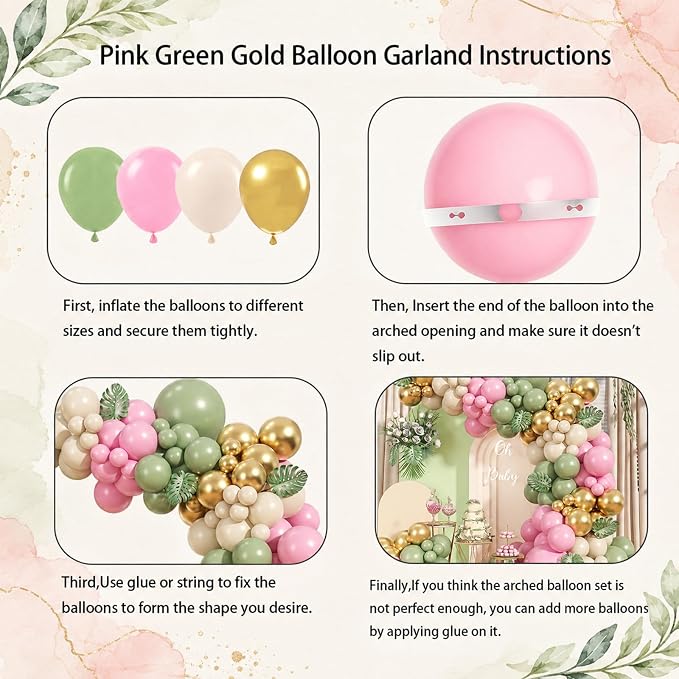 Pink and Green Gold Balloon Arch Kit - Image 4