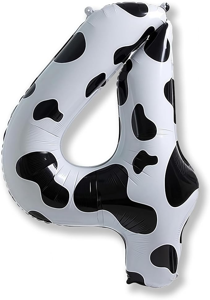 40 Inch Cow Print 4 Balloons Number by Isndare