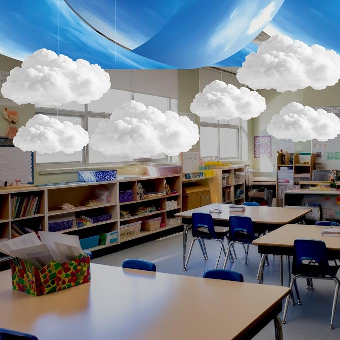 VioraWhite 9 Pcs Blue Sky White Cloud Ceiling Decor Include 12 x 2 ft - Image 4