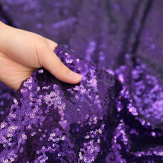 PartyDelight Purple Sequin Backdrop 6x6ft Sparkly Photo Curtain | 4 Inch Rod - Image 4