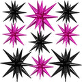 9Pcs Hot Pink and Black Star Balloons, Large Explosion Foil Balloons, Metallic by Dagelar