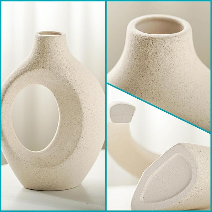 Lvases Snuggle Hollow Ceramic Vase Set of 2, Boho Home Decor - Image 5