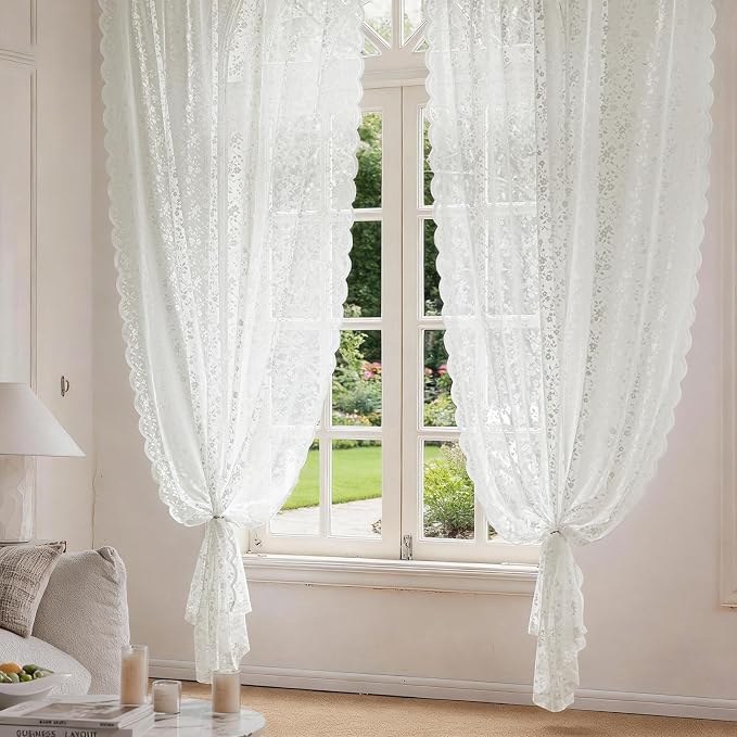 Anmao Vintage Lace Sheer Curtains 96 Inches Long - Image 7