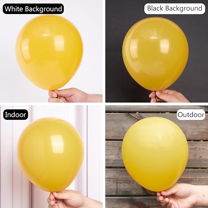 PartyWoo Mustard Yellow fall Latex Helium Birthday Balloons 50pcs | 12 Inch - Image 2