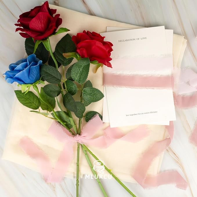 Pink Chiffon Ribbon 1 Inch x 3Yds Pastel Pink/Peach/Cream/Blushing Rose/Dusty - Image 4