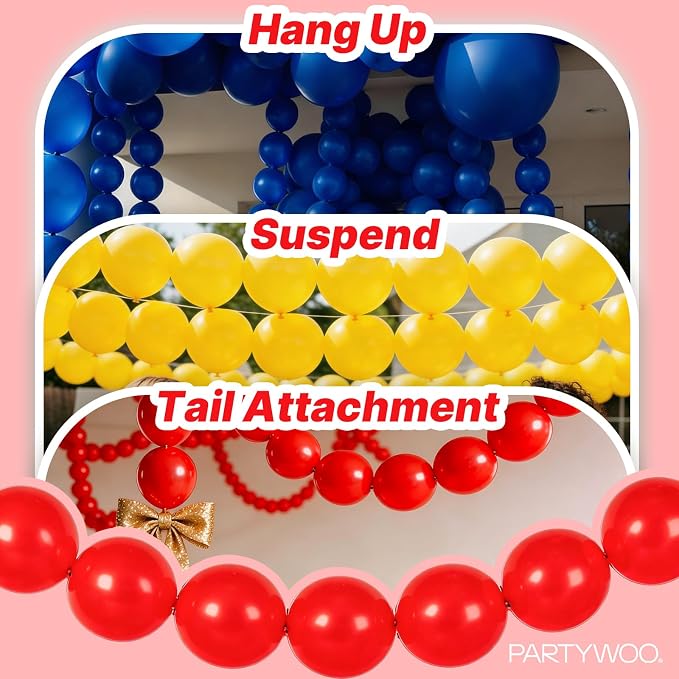 PartyWoo Rainbow Linking Balloons 100pcs 6 Inch Multicolor Link Balloons | - Image 6