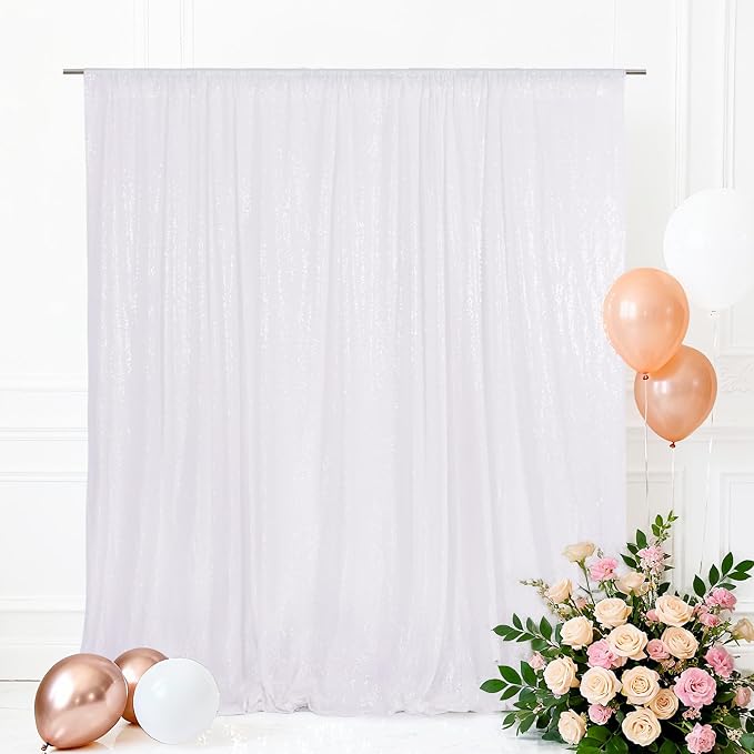 Eternal Beauty White 3mm Sequin Backdrop 5x7 Ft - Image 3