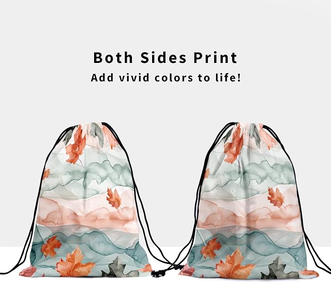 Watercolor Leaves Gymnastics Grip Bag Fall Leaf Drawstring Bag Shoes Towel Gym - Image 3