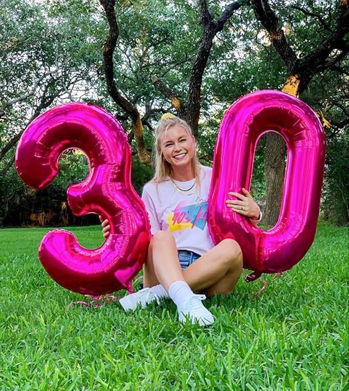 0 Balloon Number 40 Inch Hot Pink Balloons - Image 2