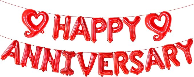 KatchOn Red Happy Anniversary Balloons 18 Inch, Anniversary Decorations | Happy - Image 8