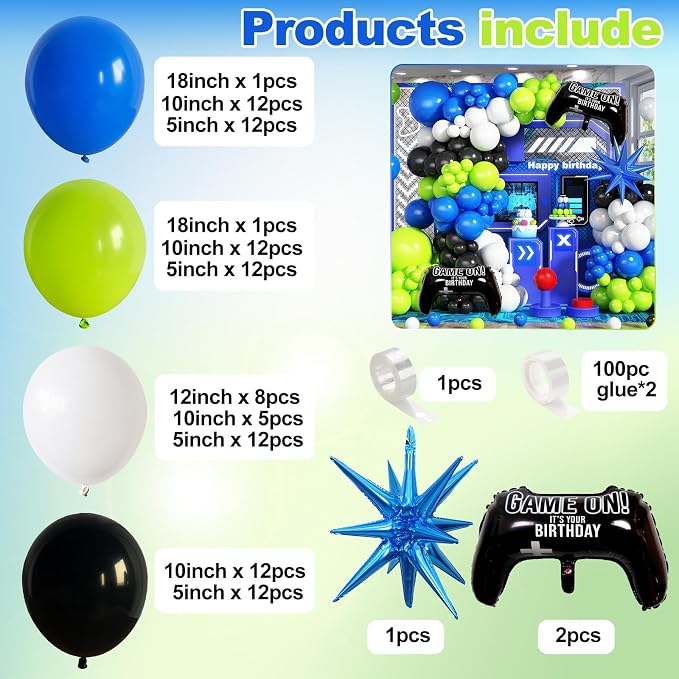 Jobkoo Video Game Balloon Arch Garland Kit - Image 3