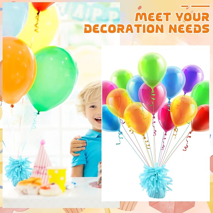 6 Pack Baby Blue Balloon Weights Metallic Holder Anchors Balloon Holder Weights - Image 4