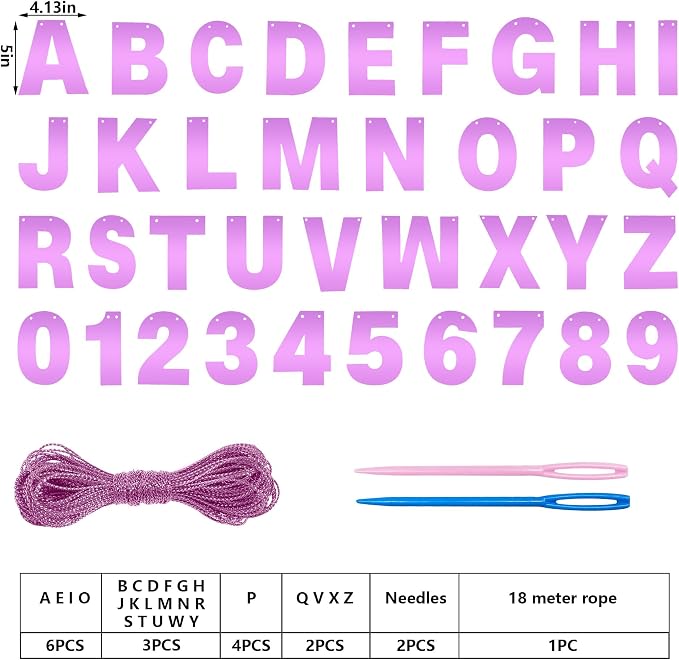 DIY Banner Kit with Letters Bright Pink Customizable Birthday Banners - Image 2