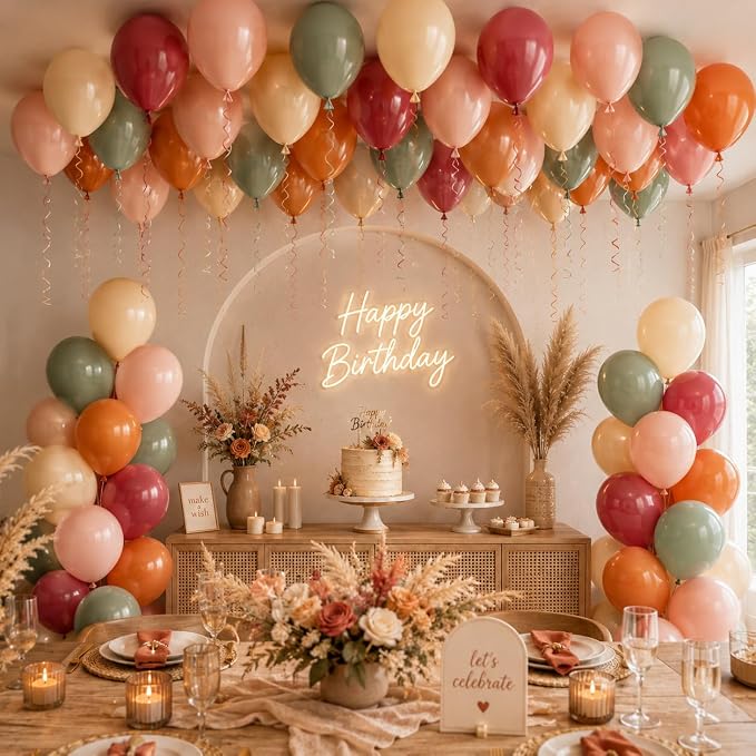 HILAVO Fall Balloons Terracotta Burnt Dark Orange Brown Tan Coffee Sage Green - Image 4