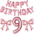 Bow Number 9 Birthday Balloons, Coquette Party Decorations Supplies by BSRESIN