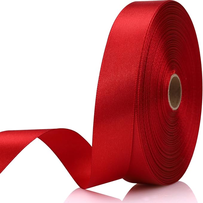7/8 Inch 60 Yards Wine red Satin Craft Ribbon-Single Face Polyester Ribbon by Unknown
