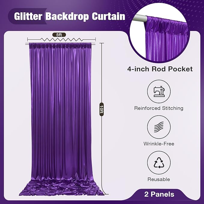 10x10FT Purple Sequin Backdrop Curtain - Image 5
