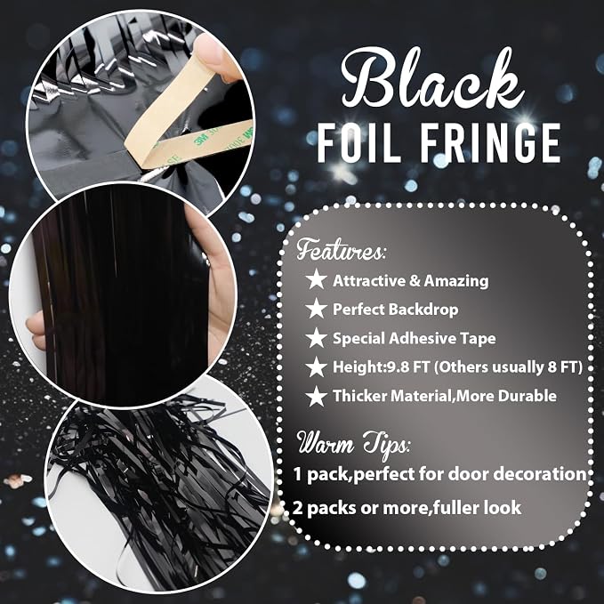 GOER 6.4 ft x 9.8 ft Metallic Tinsel Foil Fringe Curtains, Graduation - Image 6
