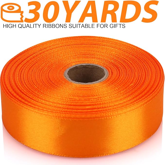 7/8 Inch 30 Yards Orange Satin Craft Ribbon-Single Face Polyester Ribbon - Image 2