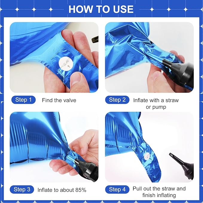 Blue Square Foil Balloons 25 Pcs Metallic Blue Balloons Wall Backdrop - Image 2