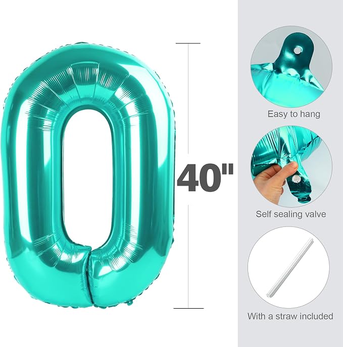 Number Balloons Teal Blue 1 Balloon 40 inch - Image 5
