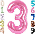 3 Balloon Numbers Birthday Decorations, 40In Pink Balloons by Mluchee
