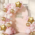 Pink White Gold Balloon Arch Garland Kit 143Pcs Pink White Metallic Gold Latex by Unknown